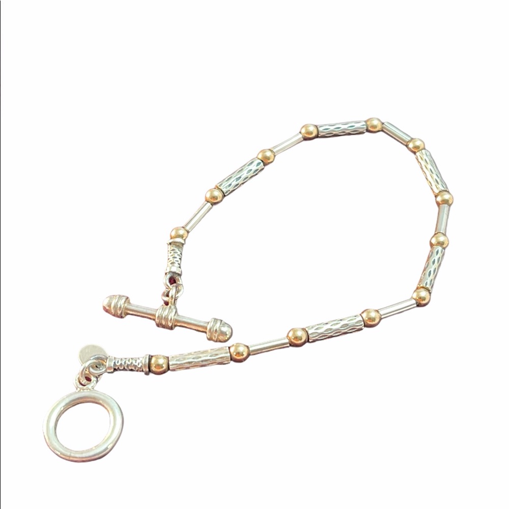Zanfeld 14k gold & sterling silver fancy bead  bracelet 7”